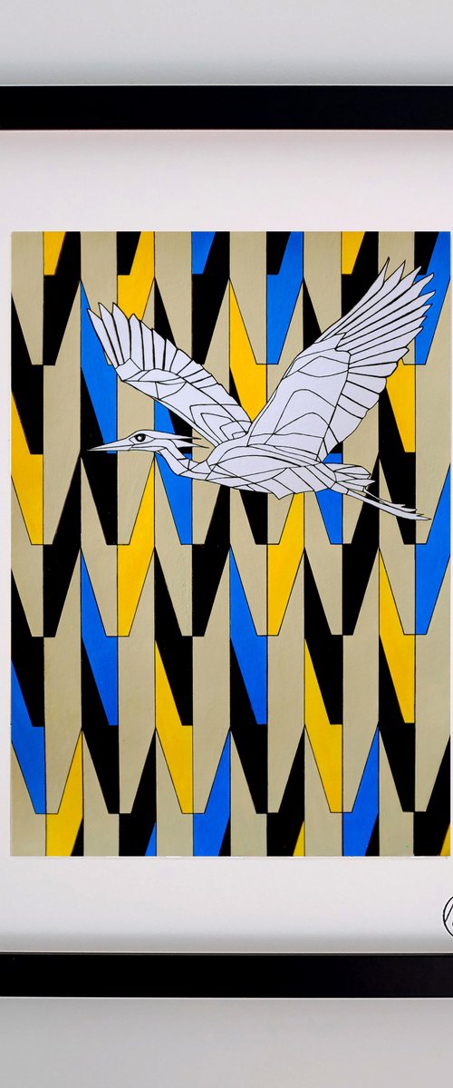 Intervals 2, Grey Heron by Lili A Phelouzat