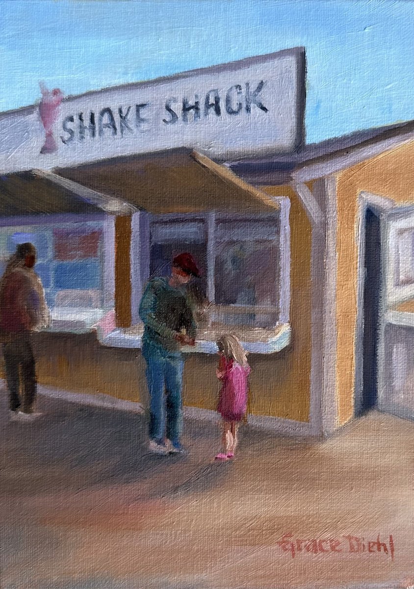 Impressionistic Landscape Oil Painting By Grace Diehl, 6 X 8, Shake Shack, Original Artwork