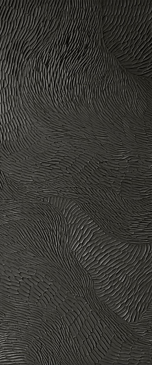 "Black Fluency 5"  black textured acrylic art by Denіs Chornobrovkin