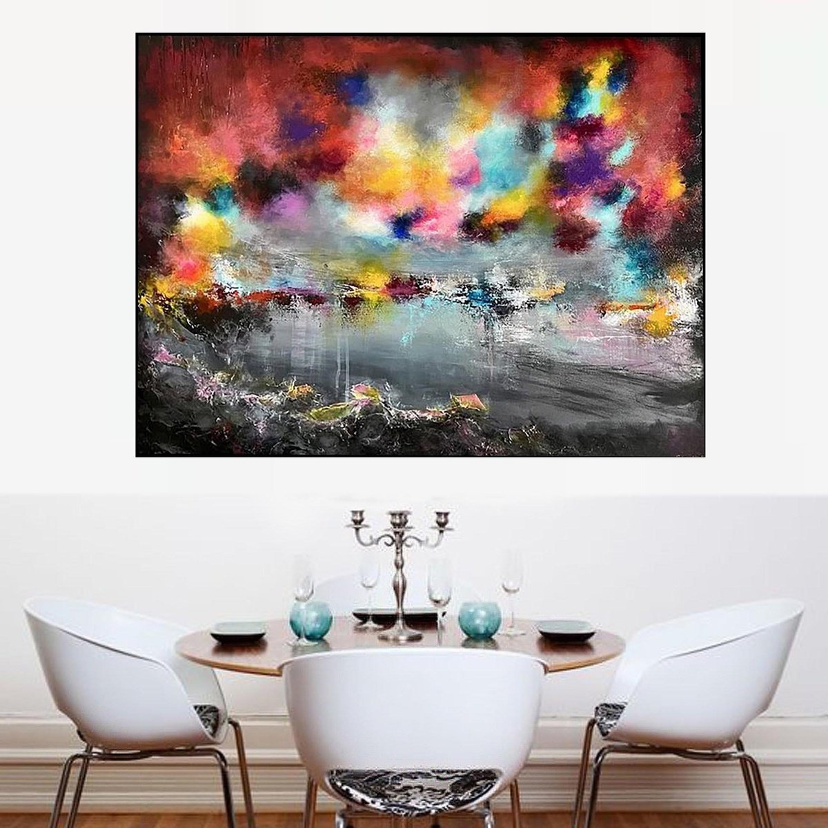 Expressive Landscape Acrylic Painting By Susan Wooler, 40 X 30", Xxl Late Afternoon Sunset, Original Artwork