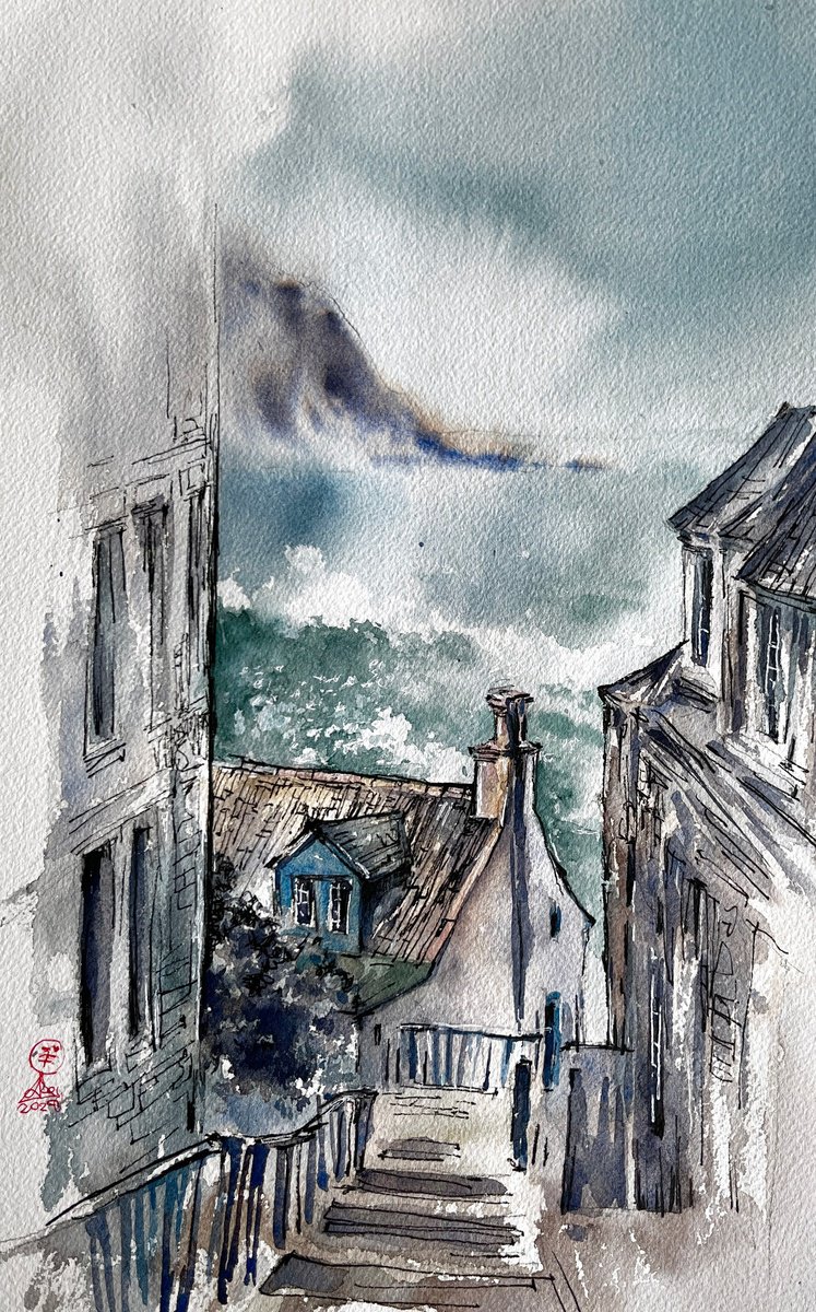 Illustrative Cityscapes Watercolour By Larissa Rogacheva, 9 X 15", Scottish Sketches/Mull, Original Artwork