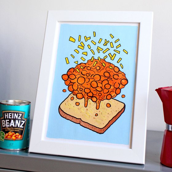 Beans on Toast Deconstructed - Pop Art Painting On A4 Paper