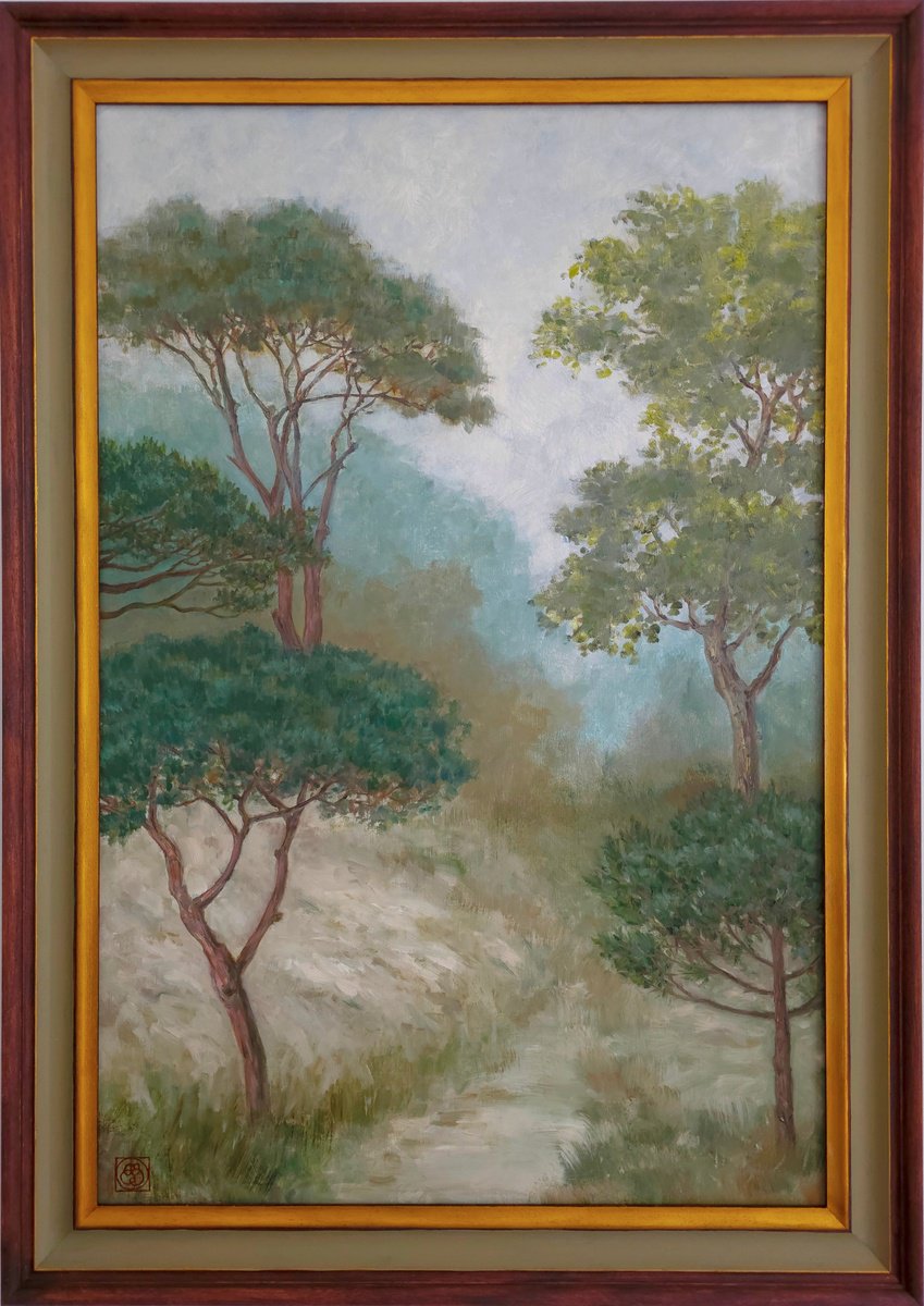 Impressionistic Landscape Oil Painting By Katia Bellini, 30 X 40", Woodland Scene Iii, Original Artwork