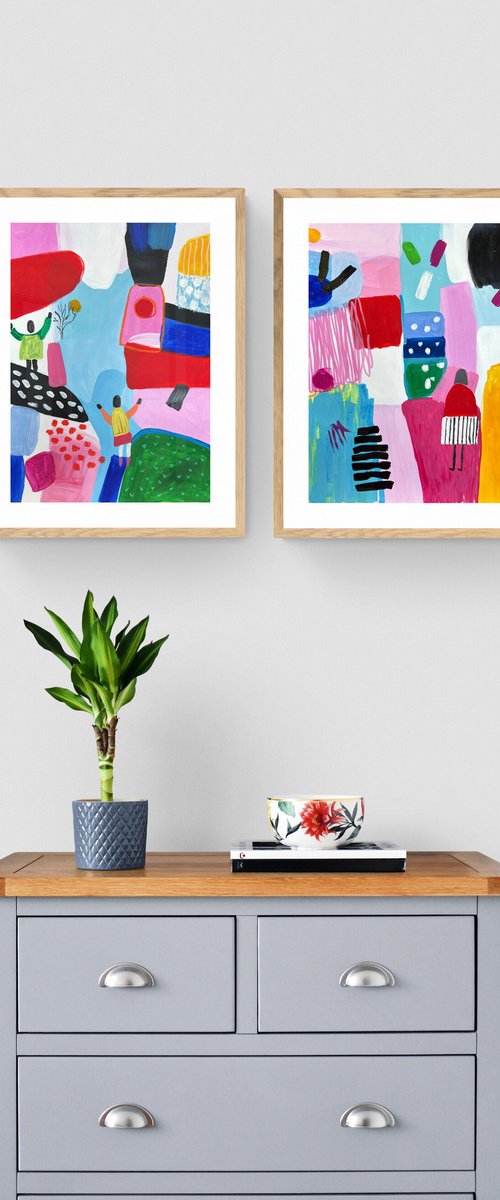 Set of 2 Colorful Designs by Sasha Robinson