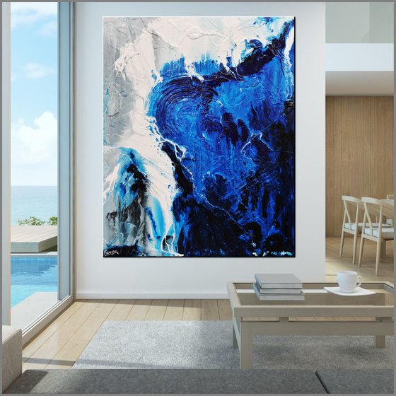 Blue Blues 120cm x 150cm Blue Abstract Art