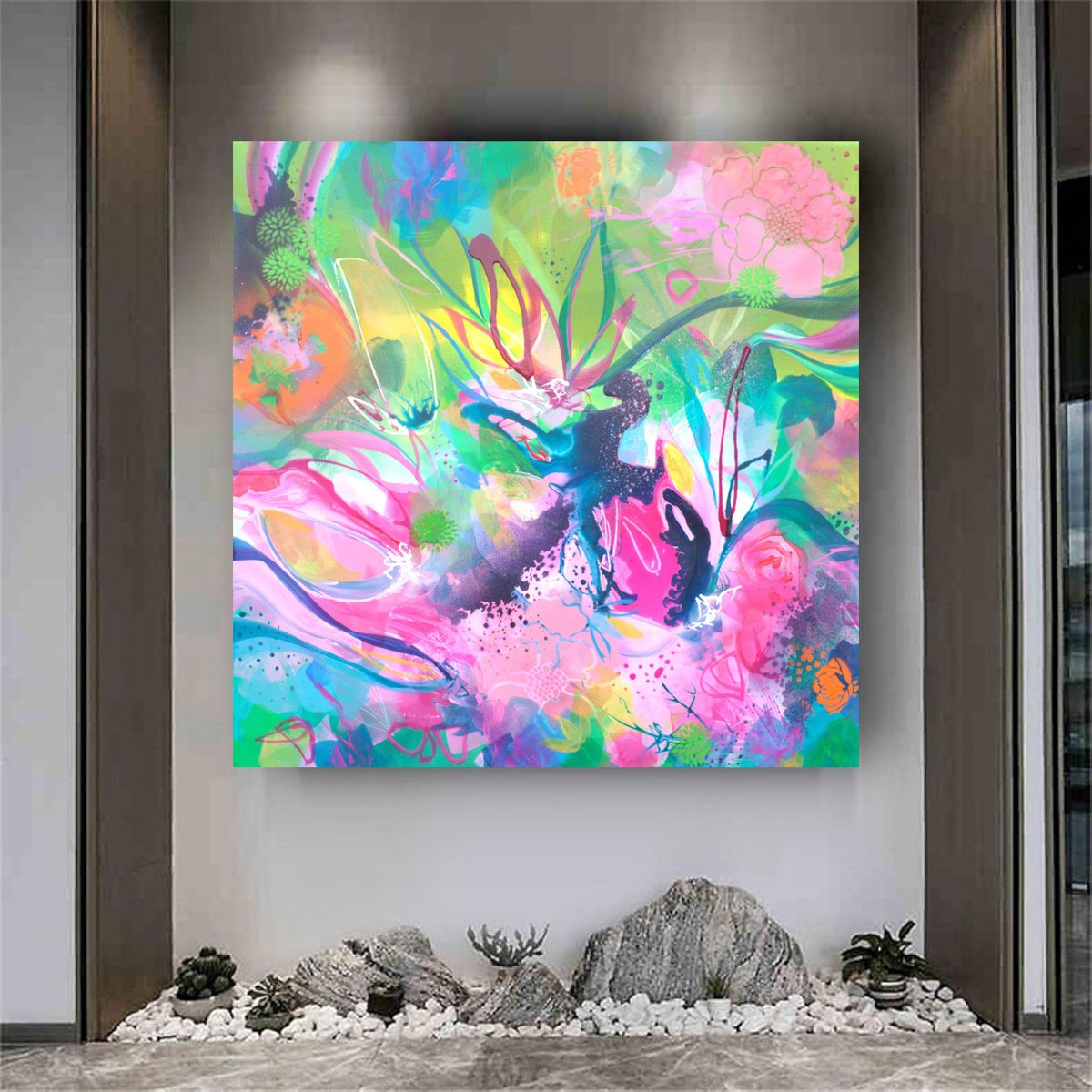 Expressive Painting , Feel As Free As The Wildflowers By Susan Wooler, 30 X 30, Artwork For Sale On Artfinder