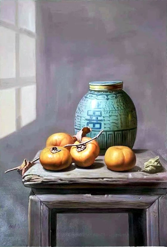 Still life:Persimmon beside Chinese China