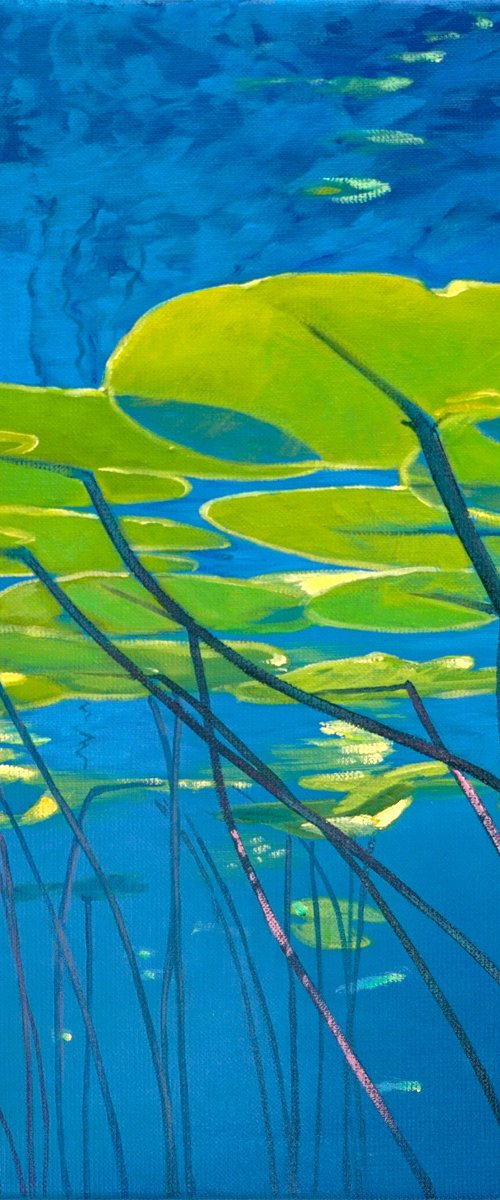 WATER LILIES, NO. 5 | ORIGINAL OIL PAINTING ON CANVAS by Uwe Fehrmann