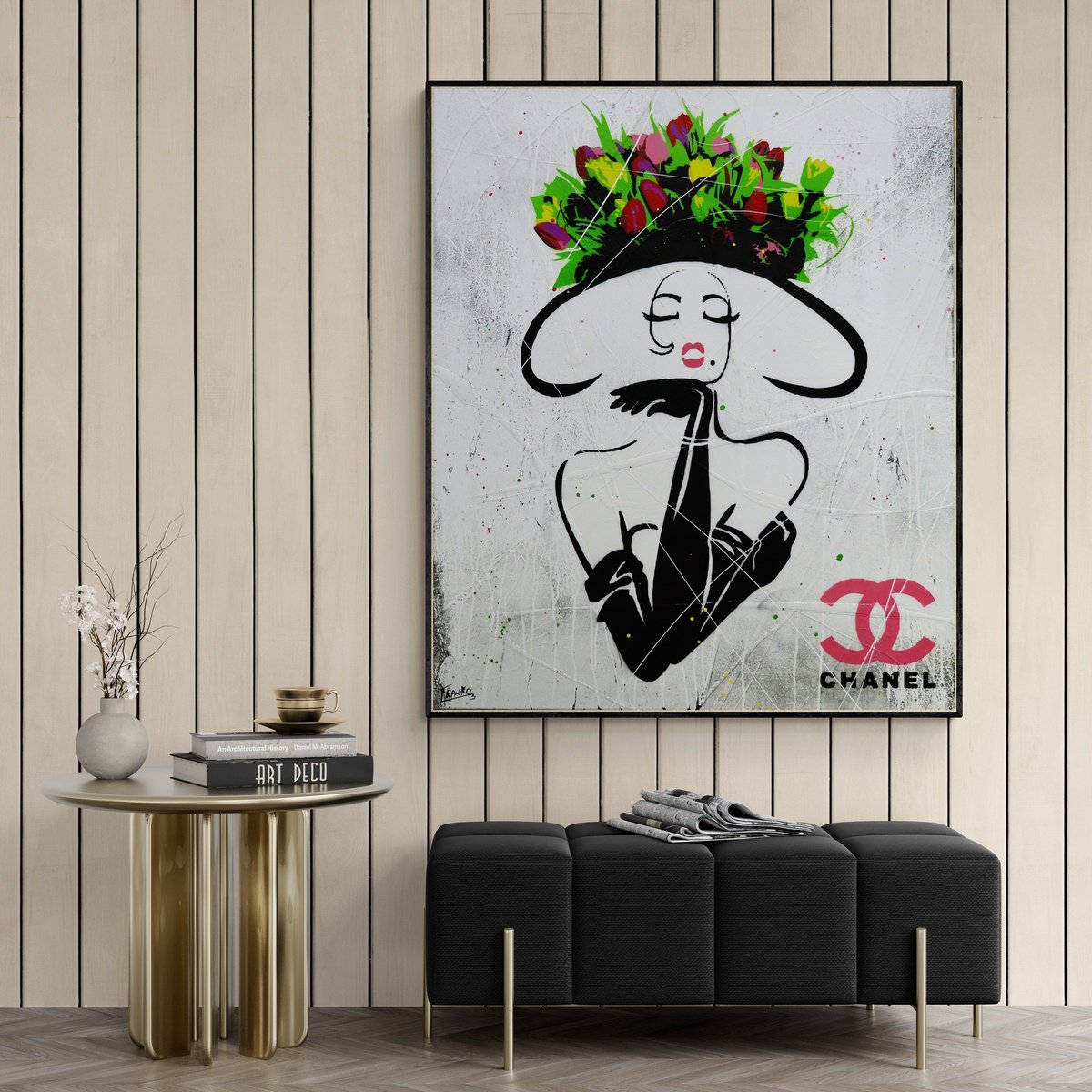 Urban And Pop Portrait Painting By Franko, 39 X 47, Raw Class Classic, Original Artwork