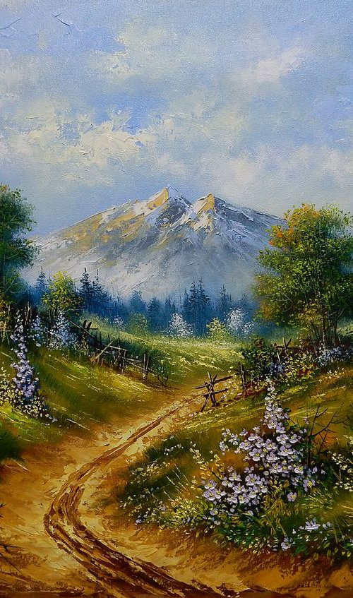 Landscape with flowers of nature by Voineagu Ion