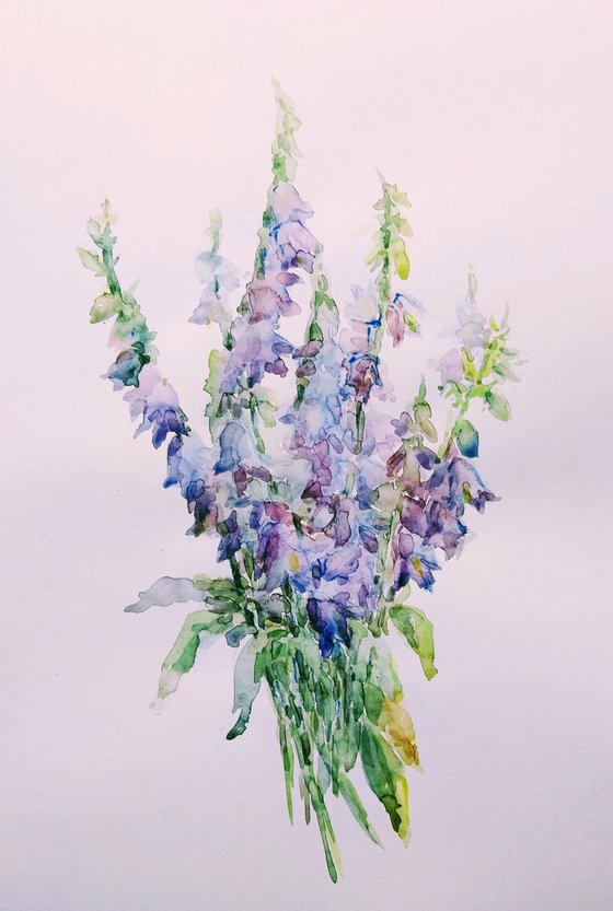 Bellflowers. Original watercolour painting.