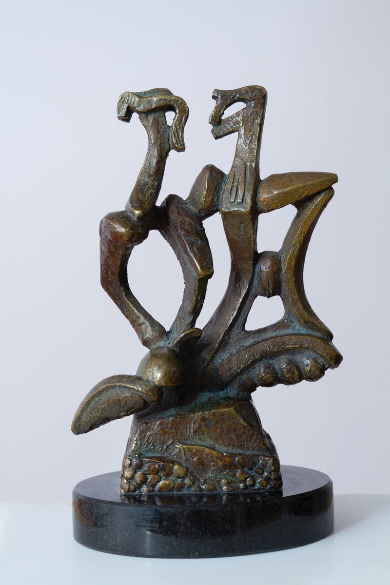 Abstract Bronze Sculpture By Mircea Puscas, 6 X 10", Chanson, Original Artwork