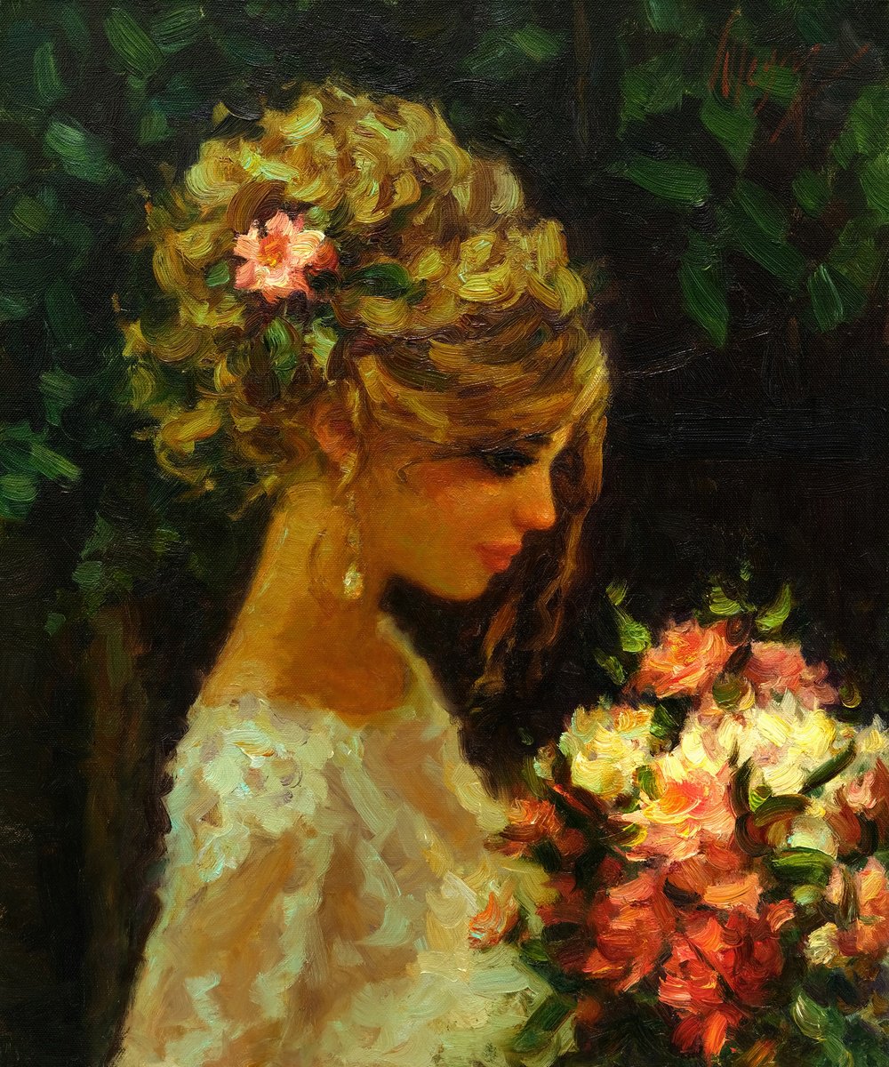 Girl and flowers by Dmitry Oleyn