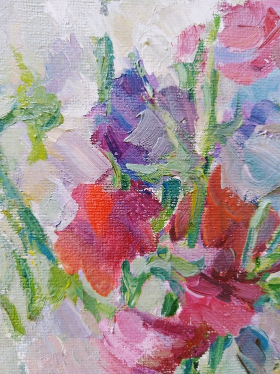 Sweet pea 30 x 40 cm. Original oil painting 2021