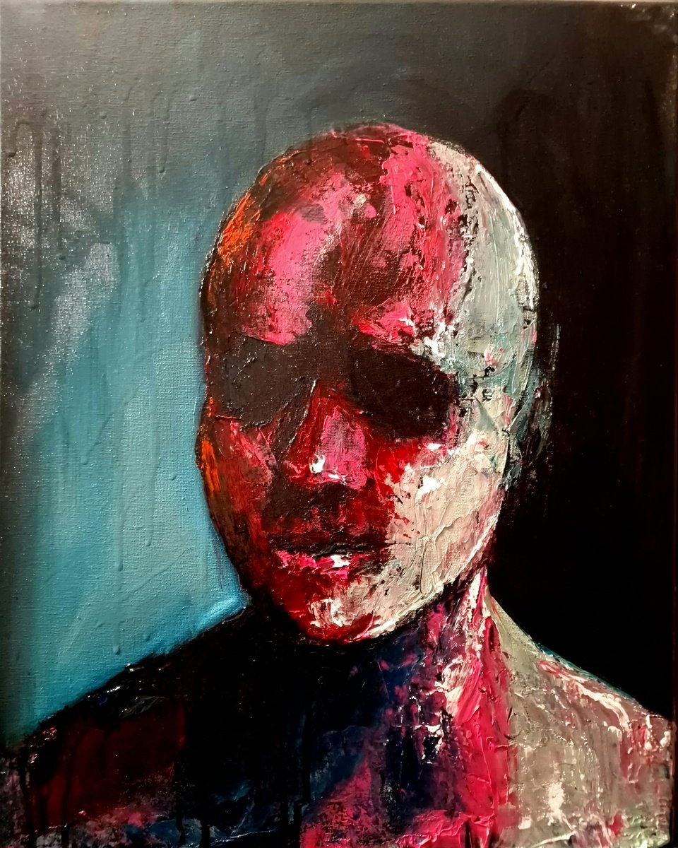 Expressive Portrait Acrylic Painting By Leezee Lee ( Georgiana L. Nicolae), 16 X 20", Flashbacks Of A Fool No.3, Artfinder