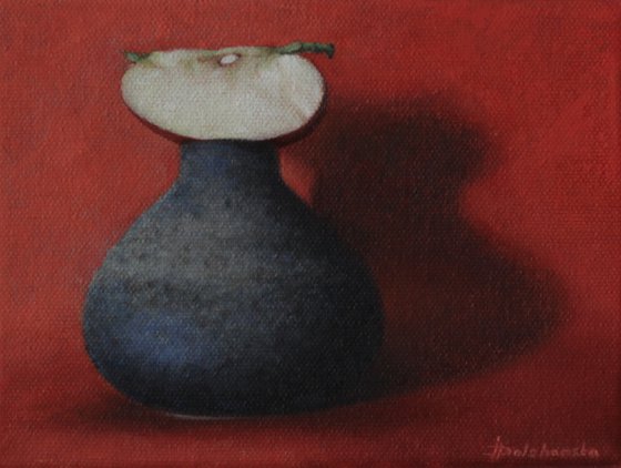Apple and Vase in Red