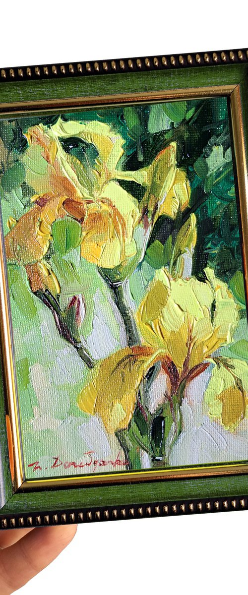 Yellow irises by Nataly Derevyanko