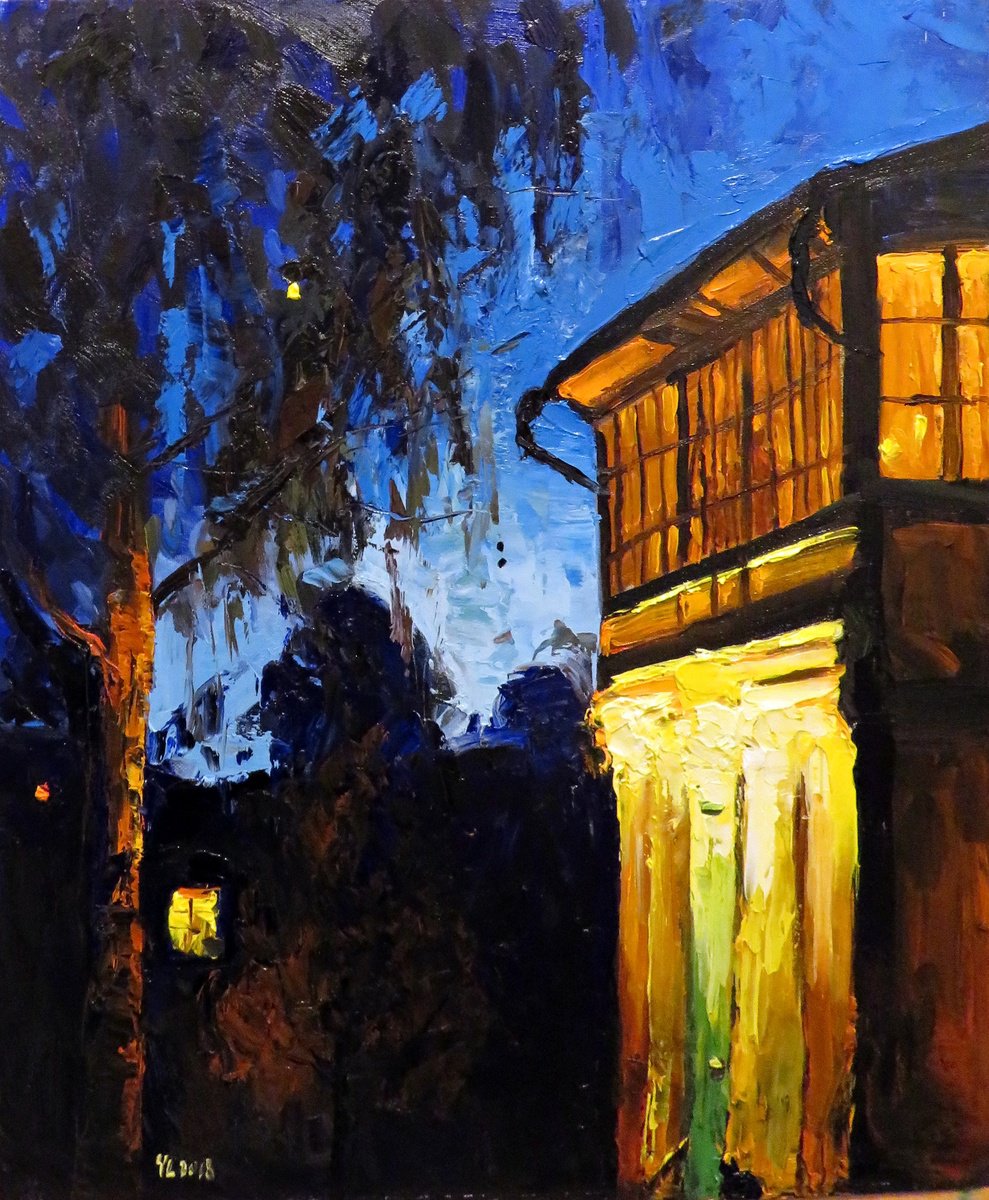 Impressionistic Landscape Oil Painting By Yuanyuan Liu, 18 X 22", Evening Light, Original Artwork