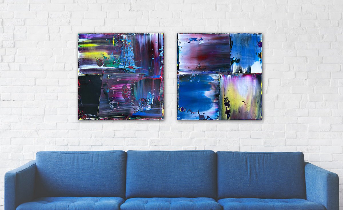 Expressive Abstract Acrylic Painting By Preston M. Smith (Pms), 48 X 24", "By Hook Or By Crook", Original Artwork