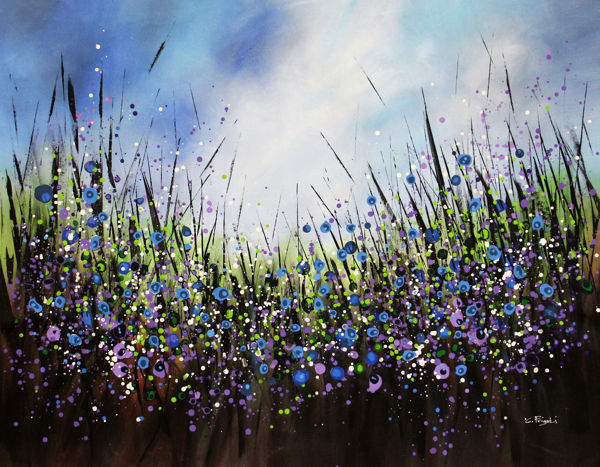 Purple Breeze #2 - Extra Large original abstract floral painting by Cecilia Frigati