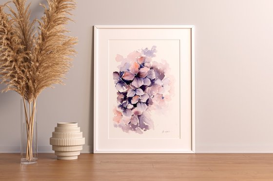 Watercolor Purple Hydrangea