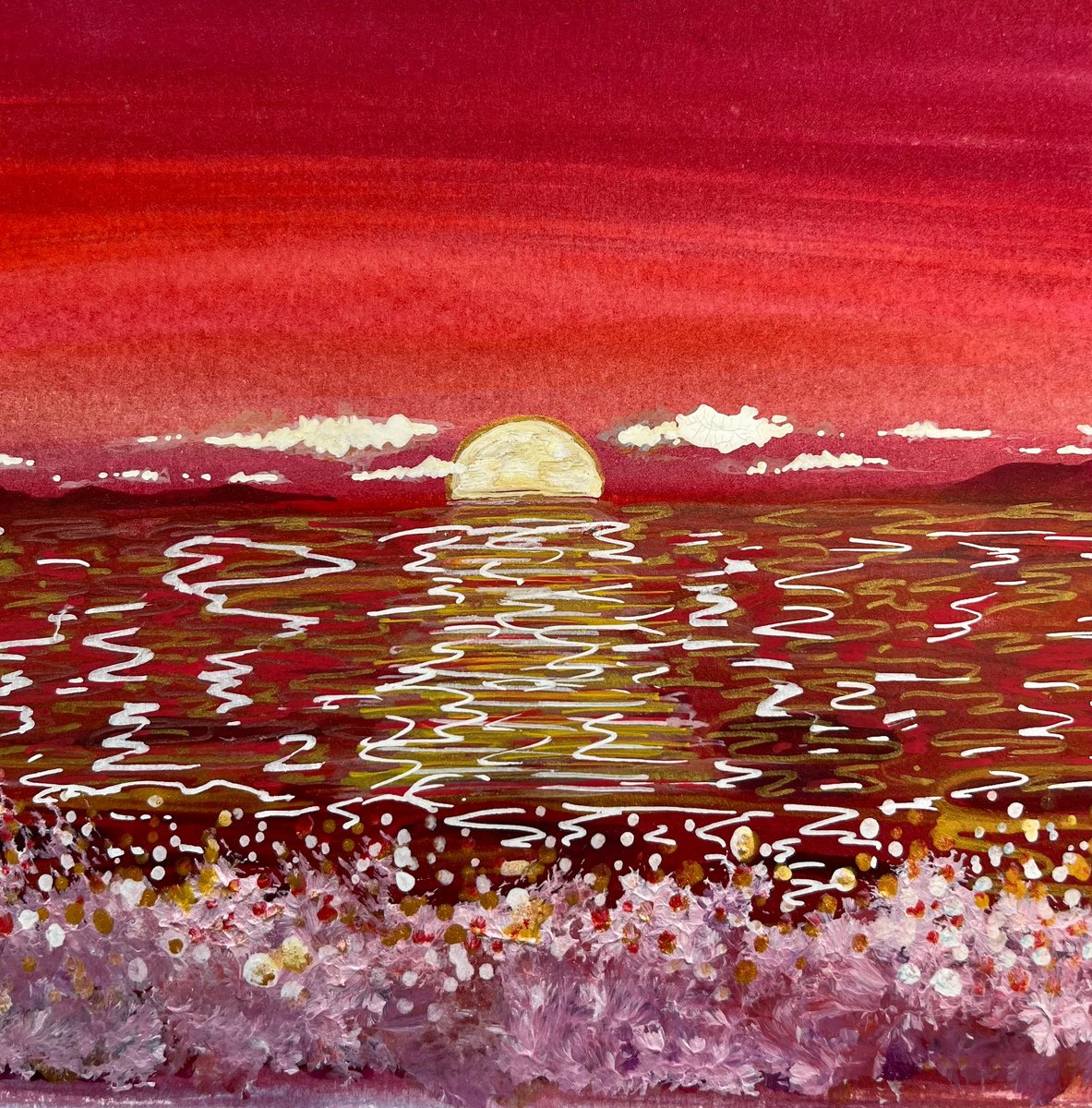 Abstract seascape (reds) by Karen Elaine Evans