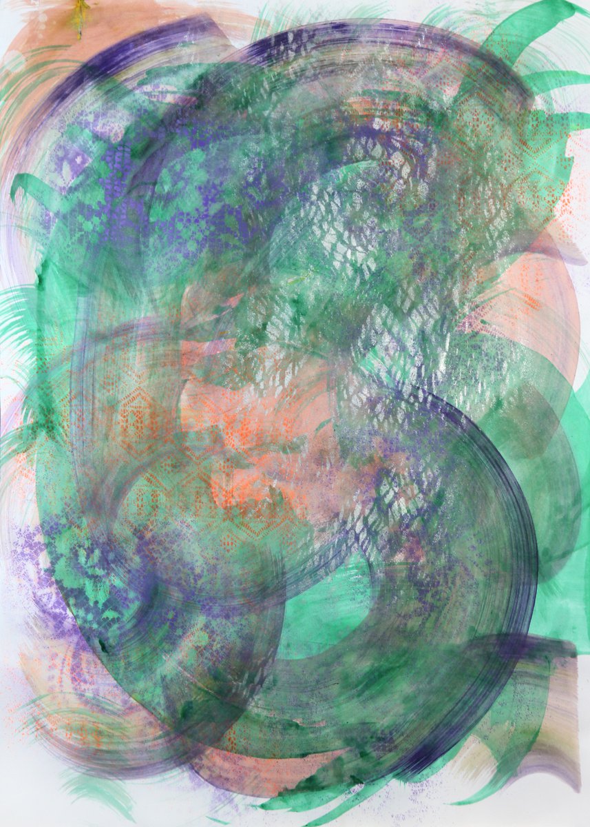 Abstract Acrylic Painting By Anatoliy Menkiv, 24 X 33, Dialogue That Didn