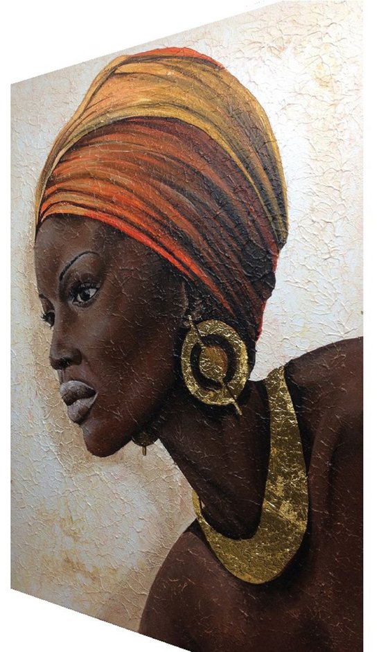 African womn portrait. 24 carat gold.