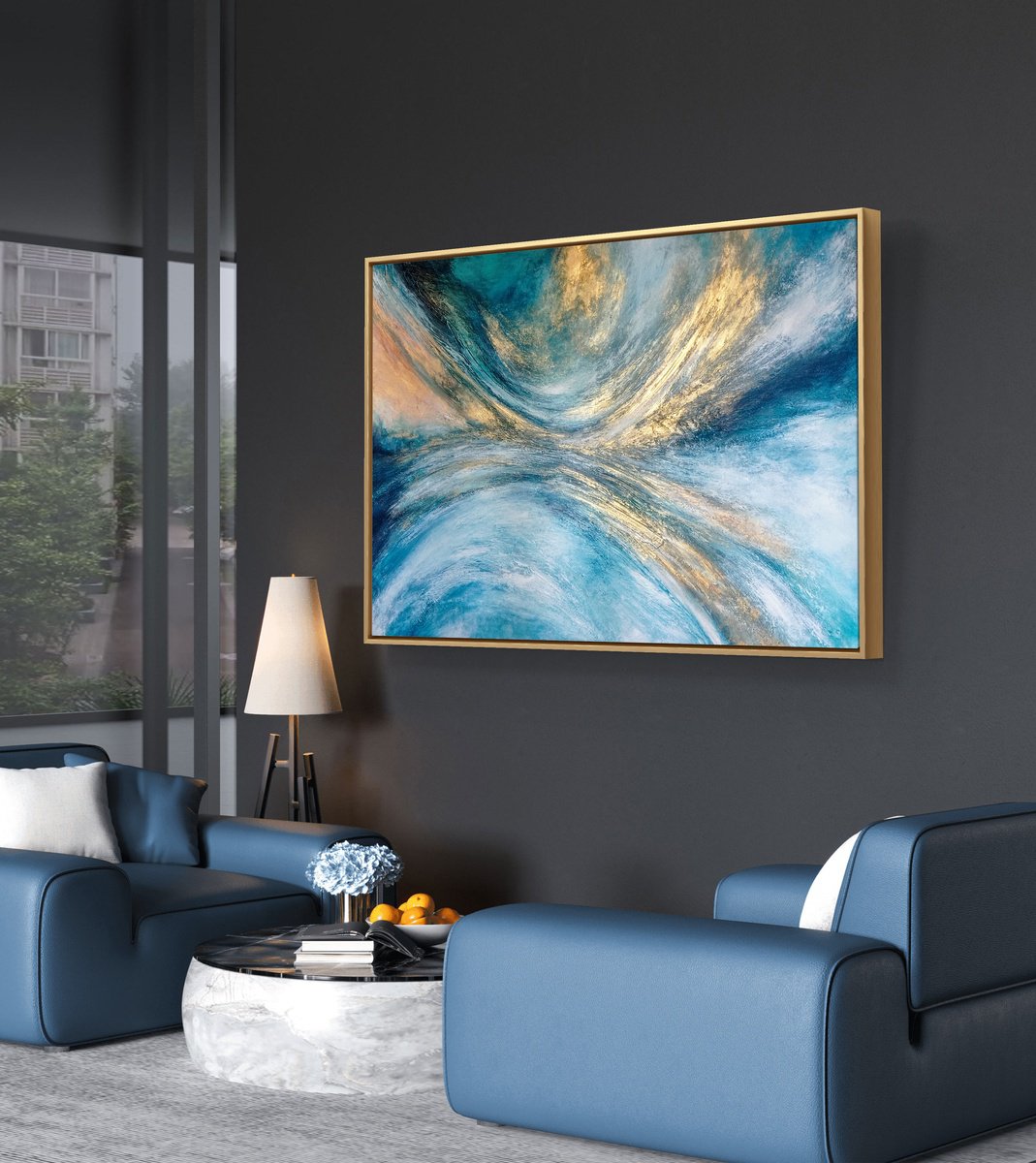 Abstract Acrylic Painting By Alexandra Petropoulou, 59 X 39, Sun Glare, Original Artwork