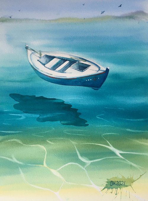 "Boat hovering over water" by OXYPOINT