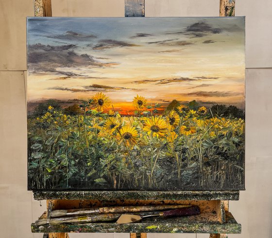 Sunflowers by Sunset
