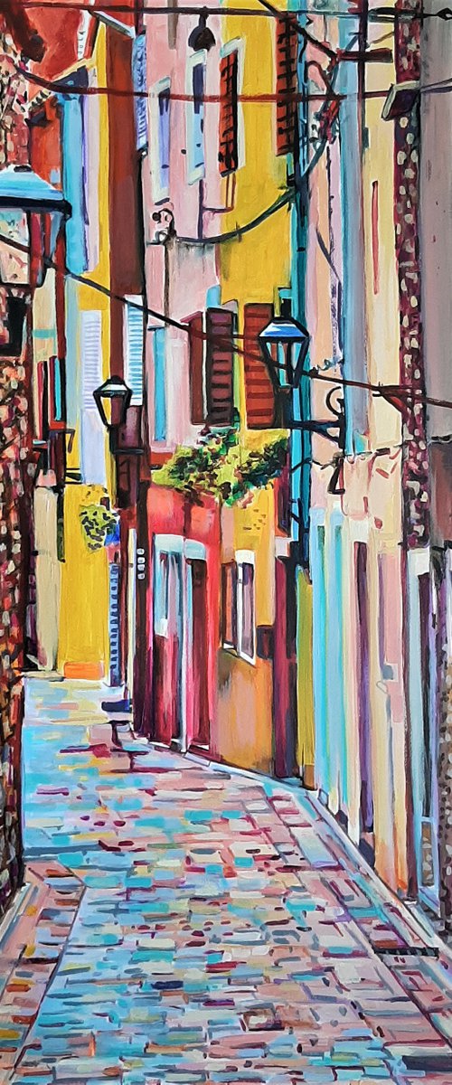 Mediterranean street / 101 x 72 cm by Alexandra Djokic