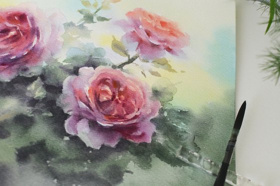 A branch of red roses