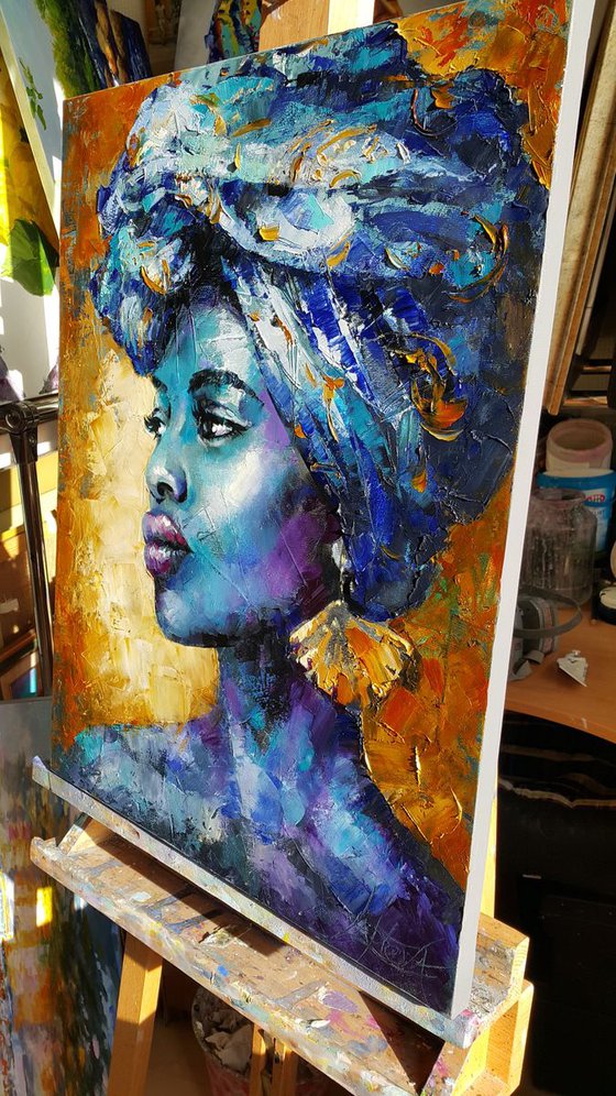 Blue Gold - portrait black girl