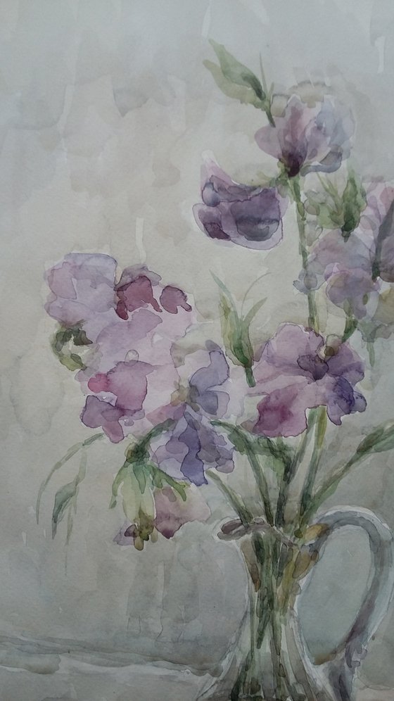 Sweet pea. Original watercolour painting. 2020