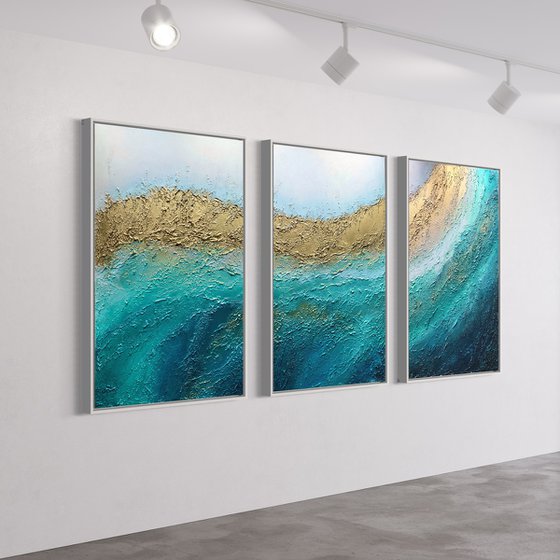Ocean Eyes (triptych) Extra Large Oversized Abstract