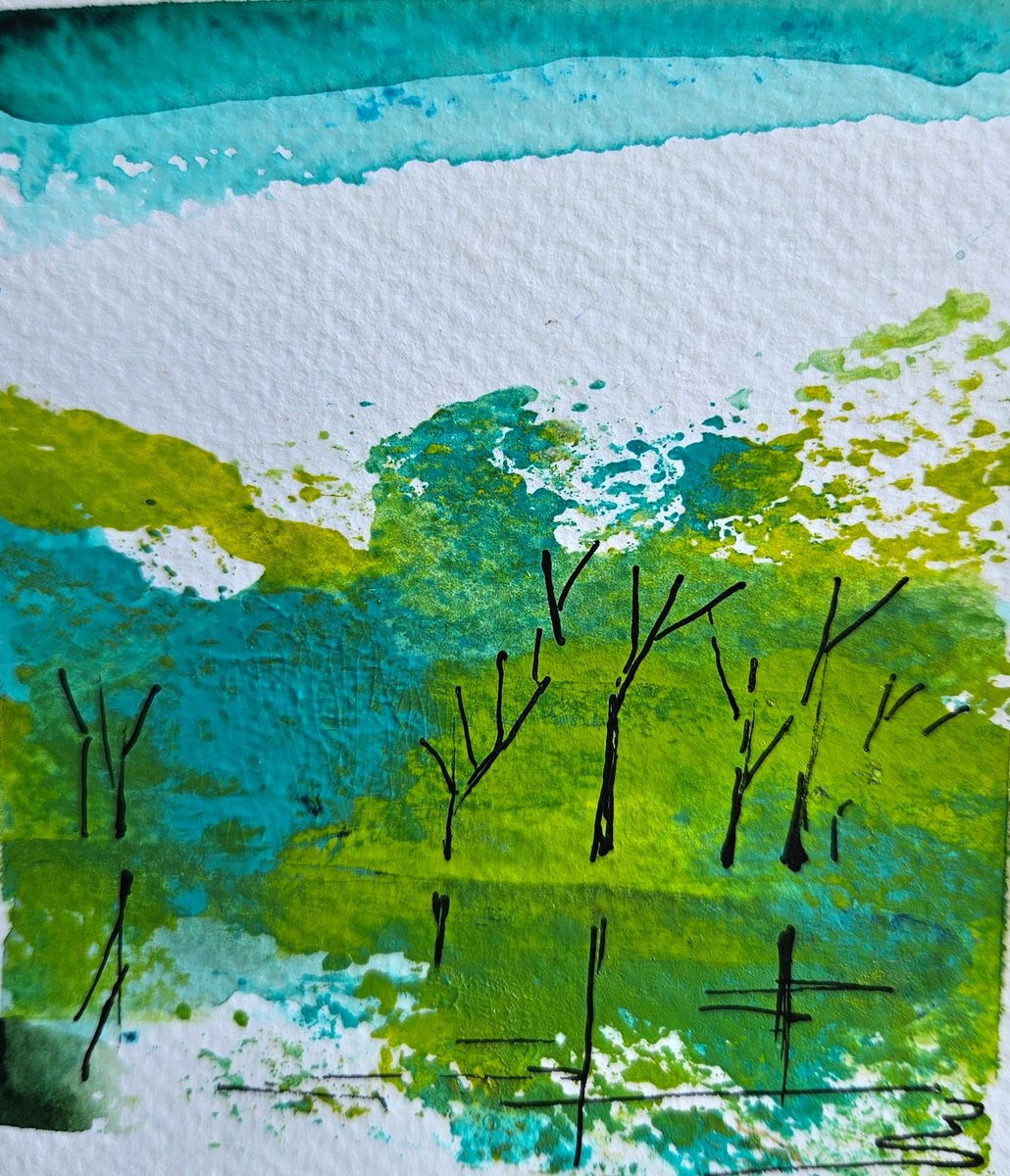 Abstract Landscape Painting By Simon Tunde, 4 X 4", Play With The Landscape 7, Original Artwork
