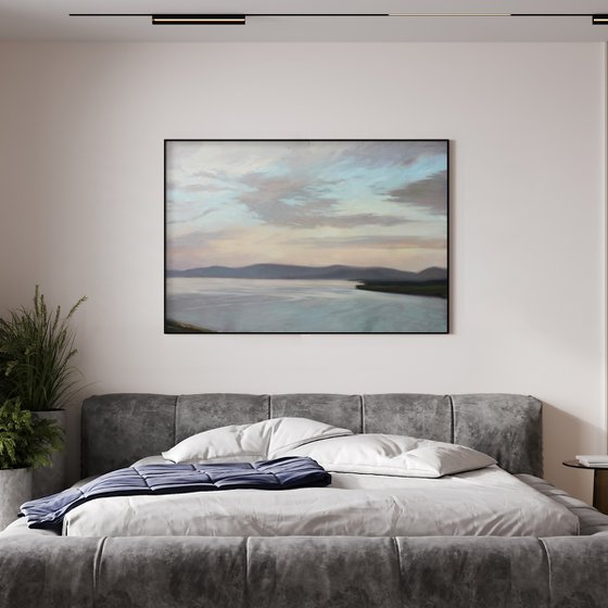 "Sea Surface" Grey beige sea oil art