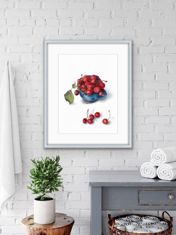 Cherries from my garden 2022. Original watercolour arwork.