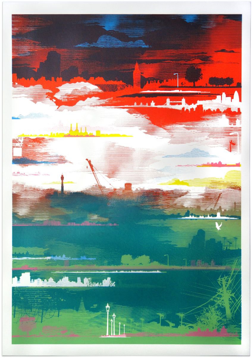 Impressionistic Screenprint , Red Sky At Night By Chris Keegan, 16 X 22, Artwork For Sale On Artfinder