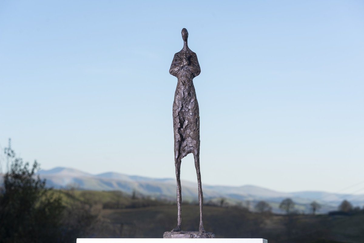 Animal Bronze Sculpture By Tanya Russell, 7 X 31", Tenderness Woman And Rabbit Br, Original Artwork