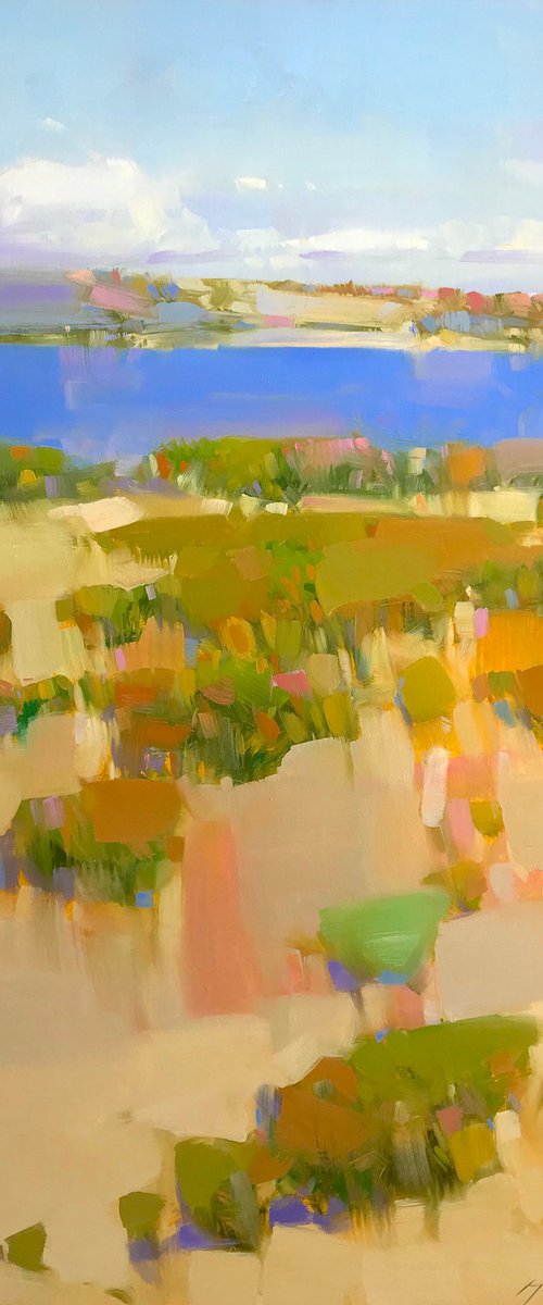 Lakeside View, Original oil painting, Handmade artwork, One of a kind by Vahe Yeremyan