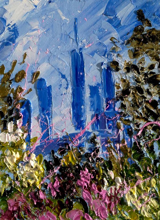 New York Painting Cityscape Original Art NYC Central Park Artwork Small Oil Impasto Home Wall Art 6 by 8" by Halyna Kirichenko