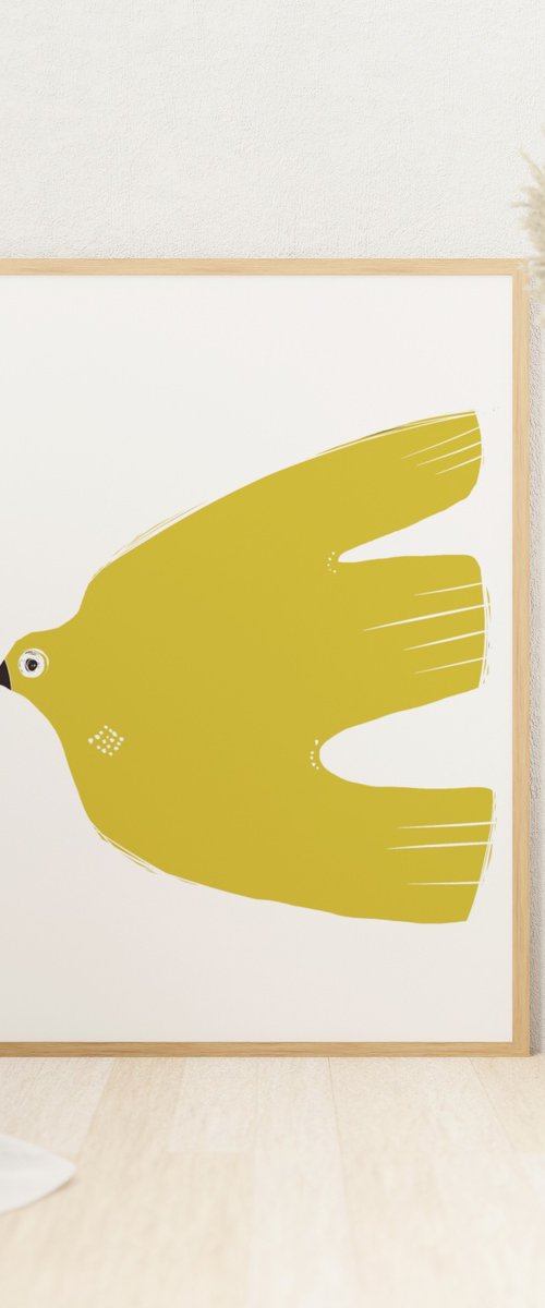 BIRD IN MOON YELLOW by Emma Evans-Freke