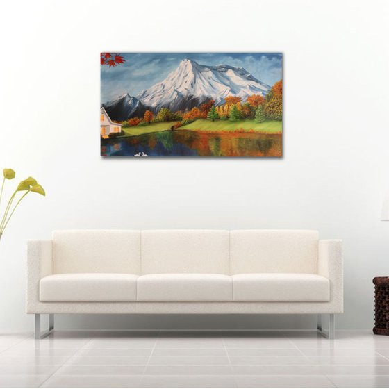 Peace in Mountain - Landscape oil painting