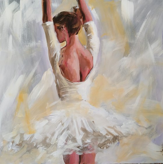 Enlighten study  -Ballerina- woman Painting on MDF