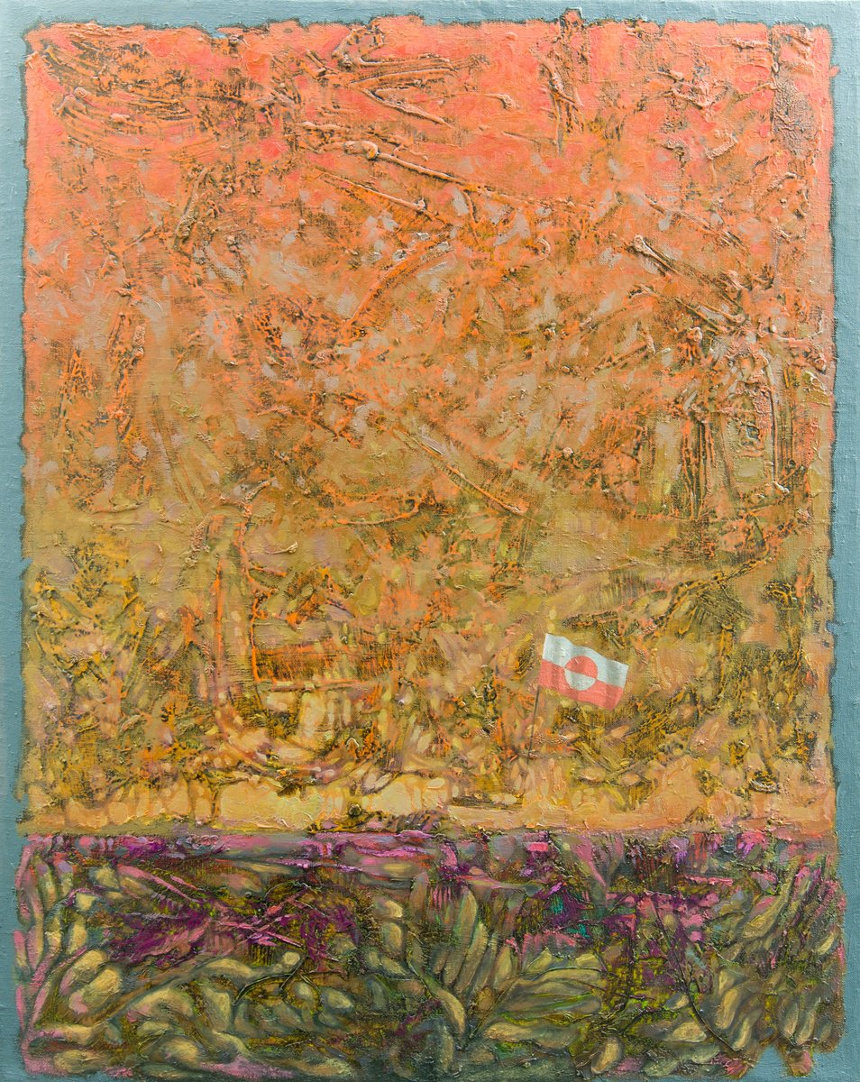 Abstract Oil Painting By Mykola Dzhychka, 31 X 39", Greenland, Original Artwork