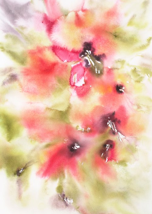 Red flowers painting "Poppies" by Olga Grigo