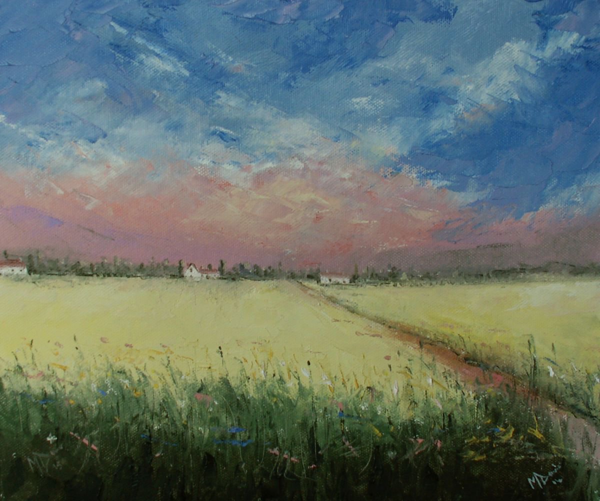 Impressionistic Landscape Oil Painting By Mel Davies Original Art, 12 X 10", Lazy Days, Original Artwork