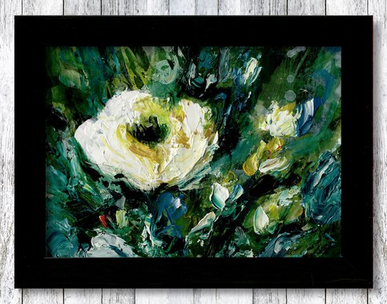 Tranquility Blooms 44 - Framed Highly Textured Floral Painting by Kathy Morton Stanion